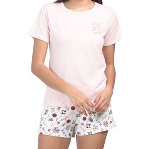 New ED Ellen Degeneres 2 Piece Top & Shorts Pajamas PJs Set